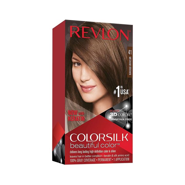 Revlon ColorSilk Beautiful Hair Color (41 Medium Brown) - Image 1