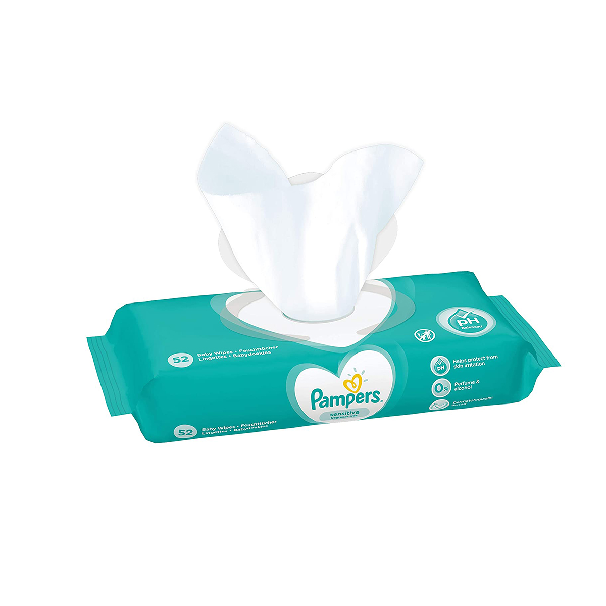 PAMPERS SENSITIVE Baby wet wipes, 4 x 52 pcs 