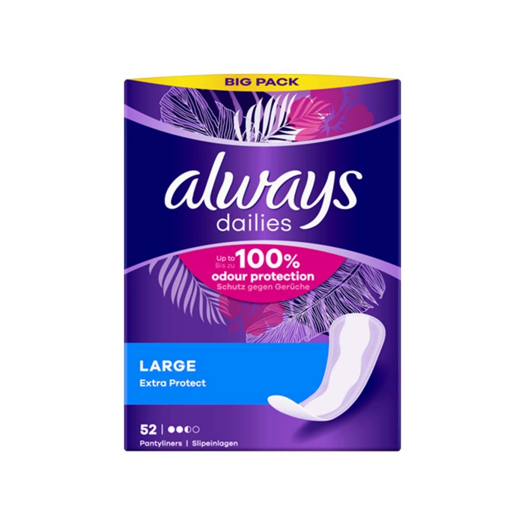 Always Dailies Extra Protect Panty Liners (Large) 52 Pads – Beauty Mind ...
