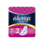 Always Classic Clean Feel Protection Maxi (Size 2) Sanitary Pads with Wings - 9 Pads