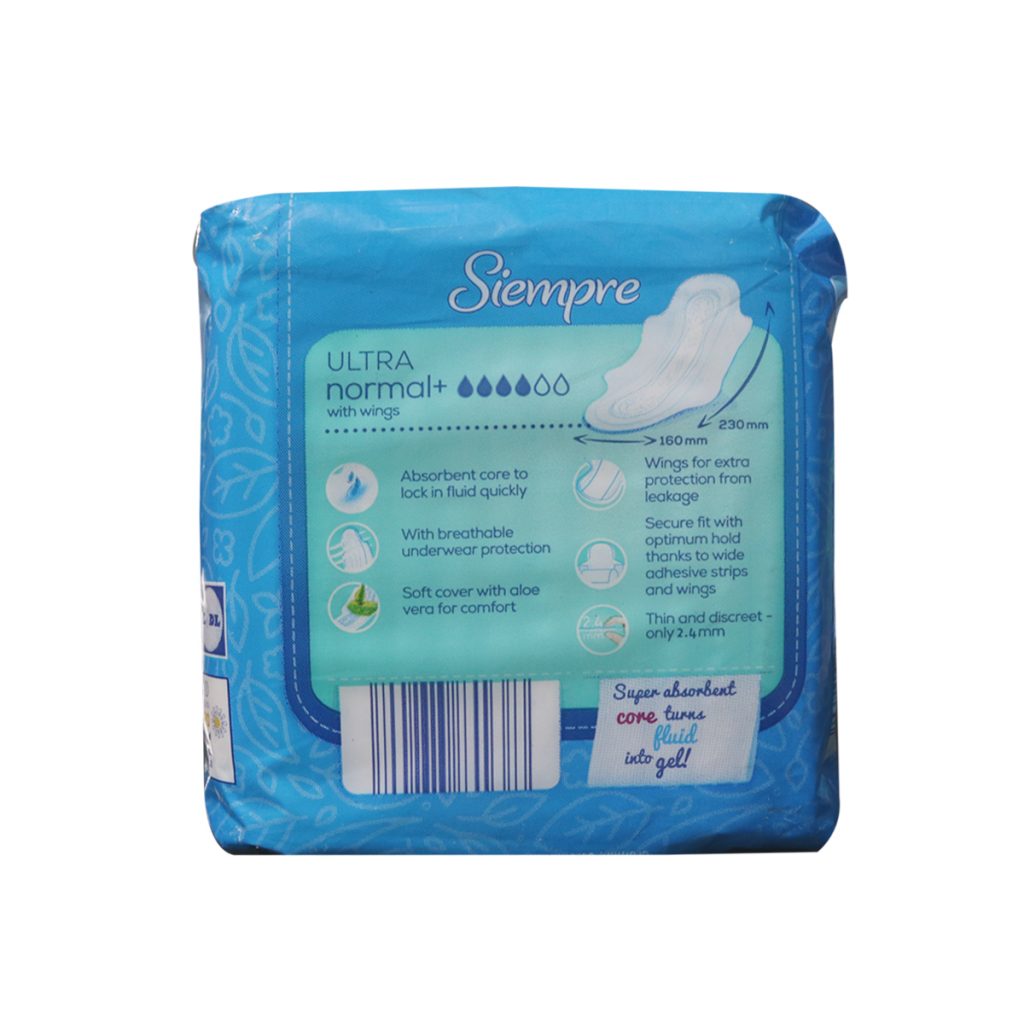 Siempre Ultra Normal Sanitary Pads With Wings (14 Pads) – Beauty Mind ...