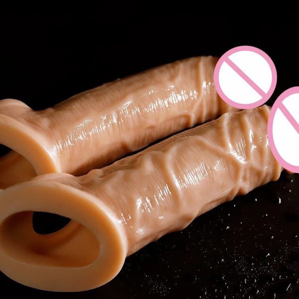 Real Skin Penis Extender Lock Type Jumbo Dragon Condoms (8 Inch) - Image 3