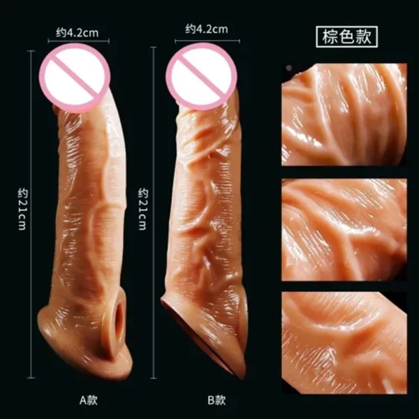 Real Skin Pure Silicone Jumbo Dragon Condoms (7.5 Inch) - Image 3