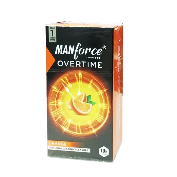 Manforce Overtime Orange Long Lasting Pleasure Condom - 10Pcs Pack - Image 1