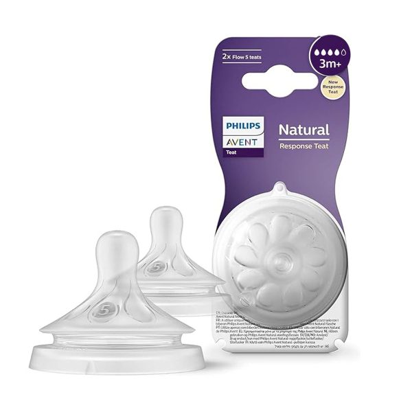 Philips Avent Natural Response Silicone Nipples 4 Flow line 3month+ baby - 2pcs - Image 1