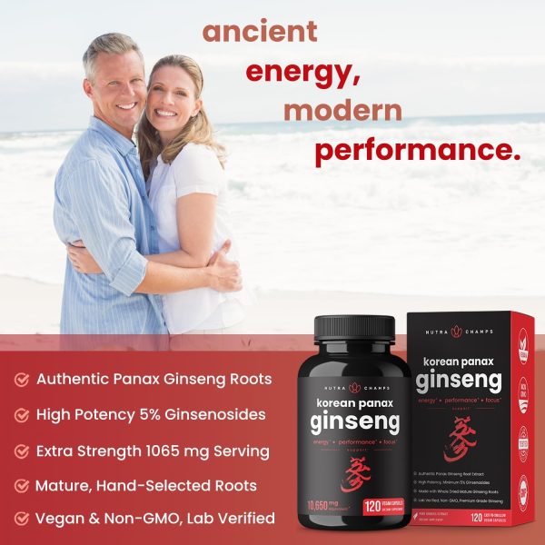 NutraChamps Korean Red Panax Ginseng Supplement 120 Capsules - Image 2