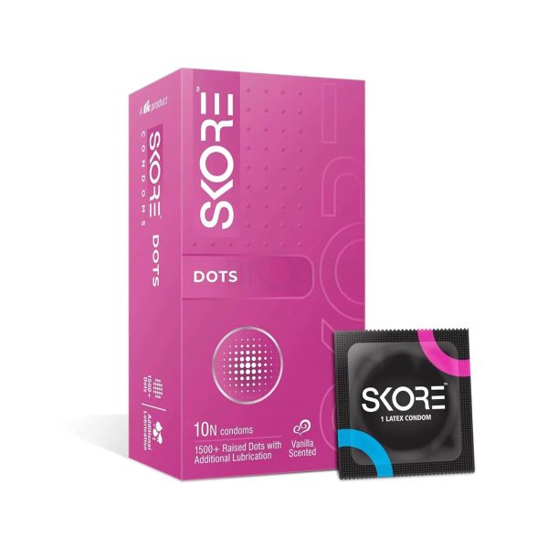 Skore Dots 1500+ Dotted Vanilla Flavoured Condom 10pcs - Image 1