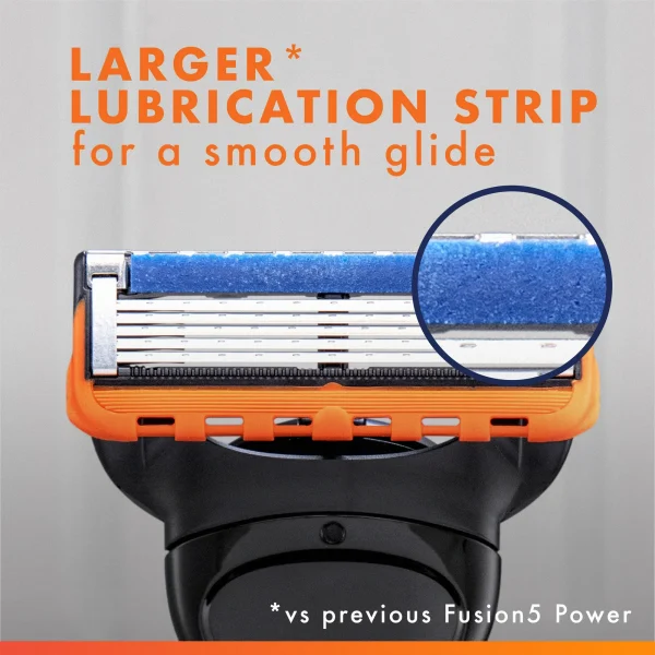 Gillette Fusion5 Power Men's Razor Handle, Orange, 1 Blade Refill - Image 4