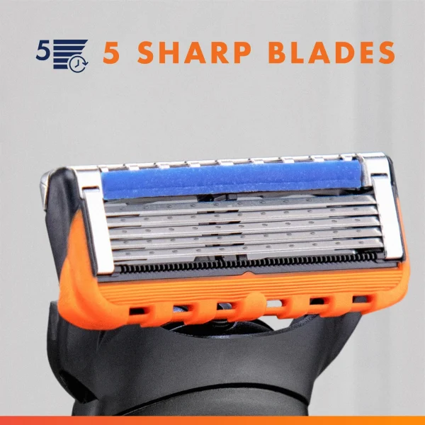 Gillette Fusion5 Power Men's Razor Handle, Orange, 1 Blade Refill - Image 7