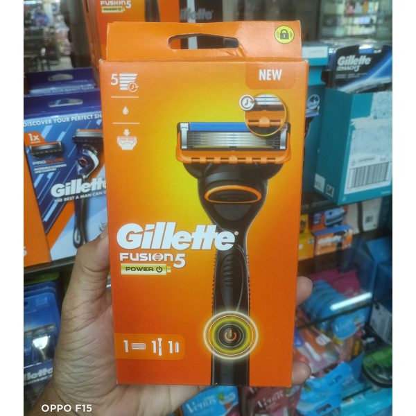Gillette Fusion5 Power Men's Razor Handle, Orange, 1 Blade Refill - Image 2