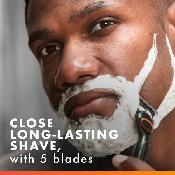 Gillette Fusion5 Power Men's Razor Handle, Orange, 1 Blade Refill - Image 9