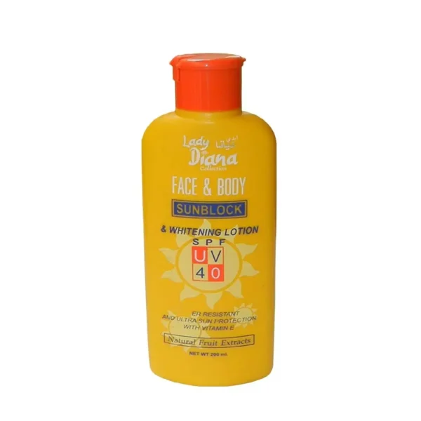 Lady Diana Face & Body Sunblock & Whitening Lotion SPF40 (200ml) - Image 1