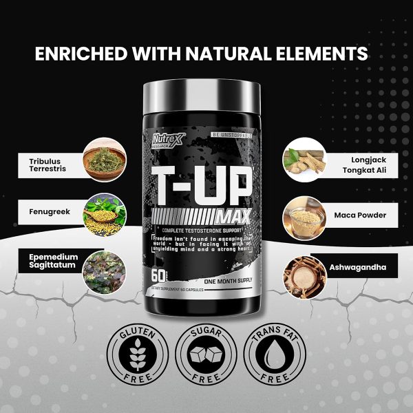Nutrex T-UP Ultimate Testosterone Support for Men – 60 Capsules - Image 3