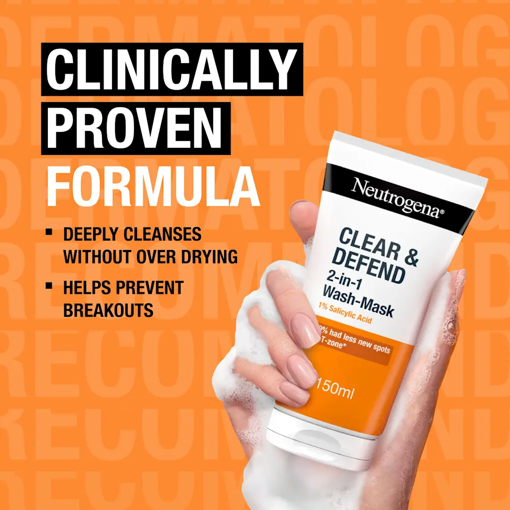 Neutrogena Clear & Defend 2 in 1 Wash-Mask (150ml) - Image 3