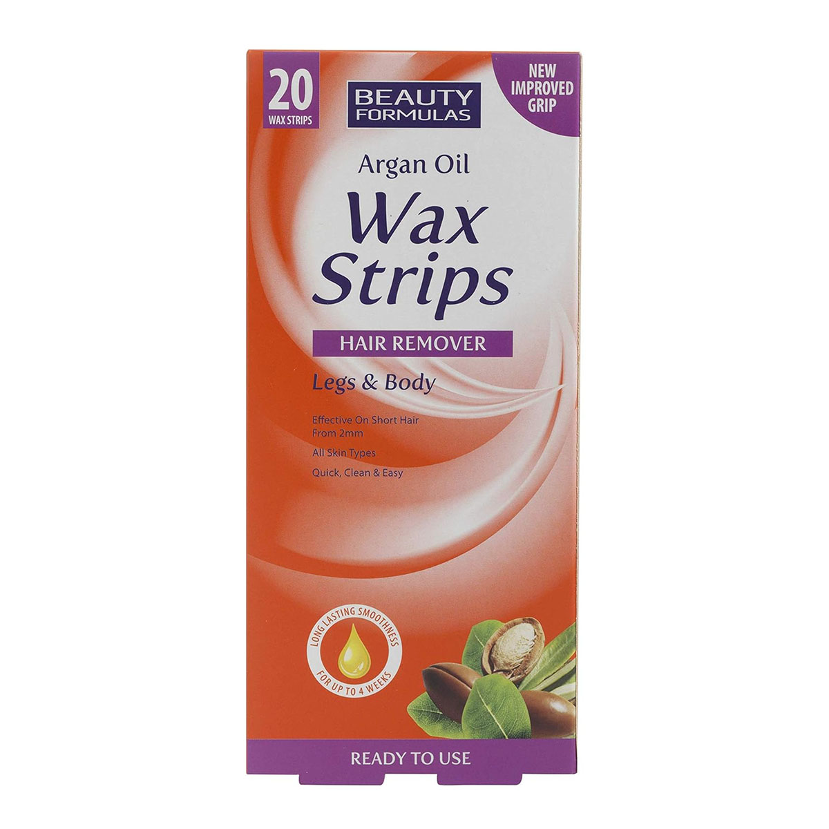 81xS-Jjb8ZL._AC_SL1500_ Beauty Formulas Argan Oil Wax Strips Hair Remover Legs & Body 20 Strips - Image 1