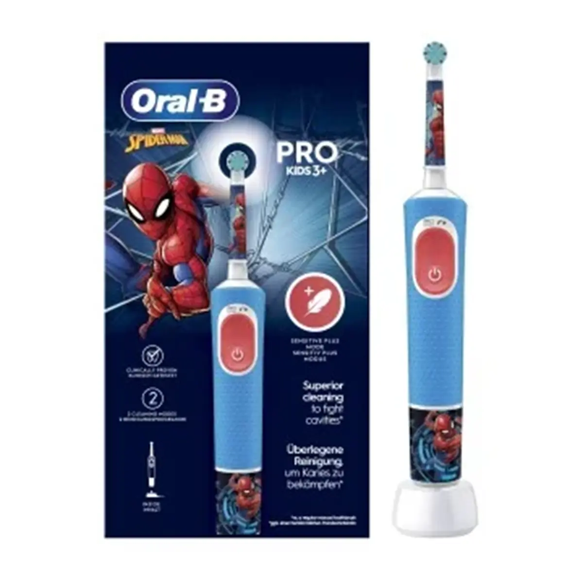 oral-b-kids-spider-man-vitality-pro-electric-toothbrush-blue Oral-B Pro Kids Spiderman Electric Toothbrush 3+ - Image 1